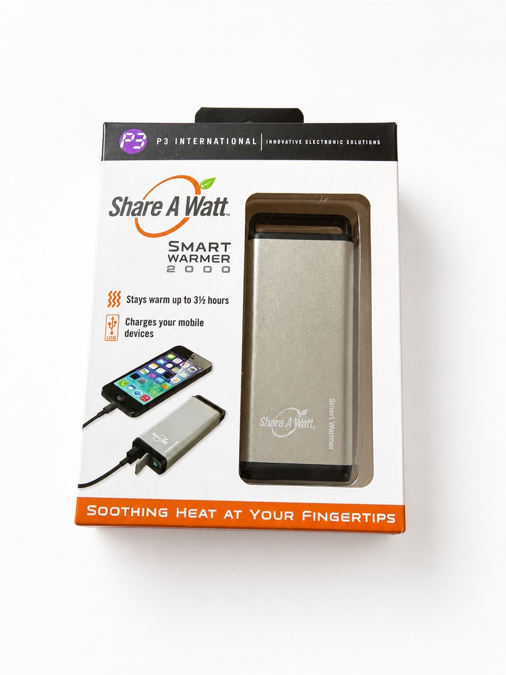 Smart Warmer 2000 Portable Hand Warmer & Mobile Charger - Silver